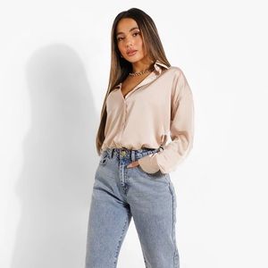 Boohoo Satin Oversized Shirt